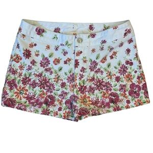 Vintage 90s BONGO Women's White Floral Denim Shorts by Gene Montesano